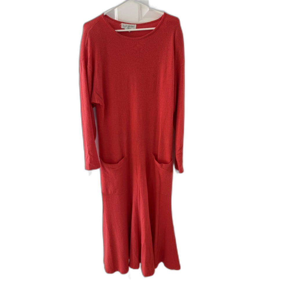 Outlander Coral Sweater Dress Size L Lambswool Angora Pockets